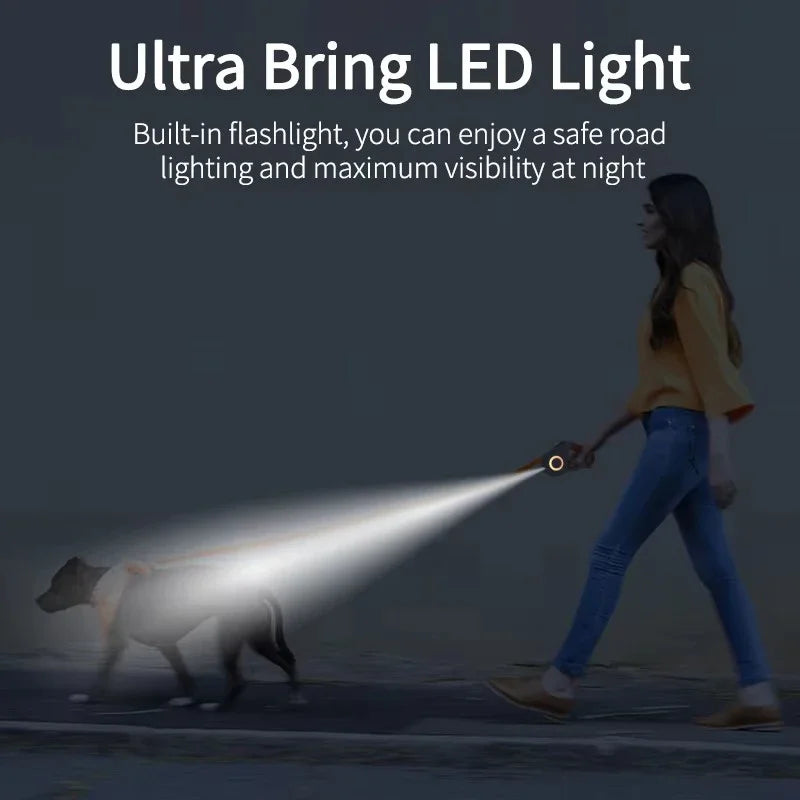 5M Automatic Retractable Dog Leash with Led Flashlight Durable Nylon Lead for Pet Dogs Adjustable Walking Running Rope Dog stuff