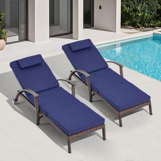 Lounge Chair Outdoor Set of 2, Outdoor Chaise Lounge
