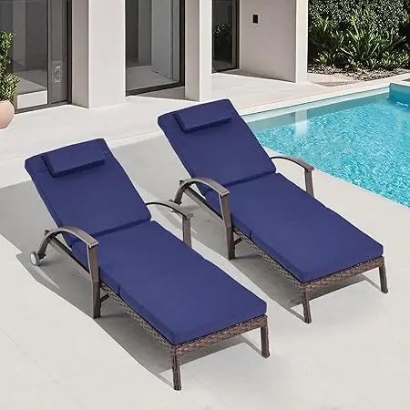 Lounge Chair Outdoor Set of 2, Outdoor Chaise Lounge