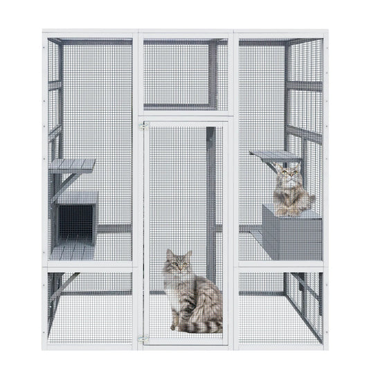 62.6" Outdoor Wooden Cat House Large Catio,  Solid Wood