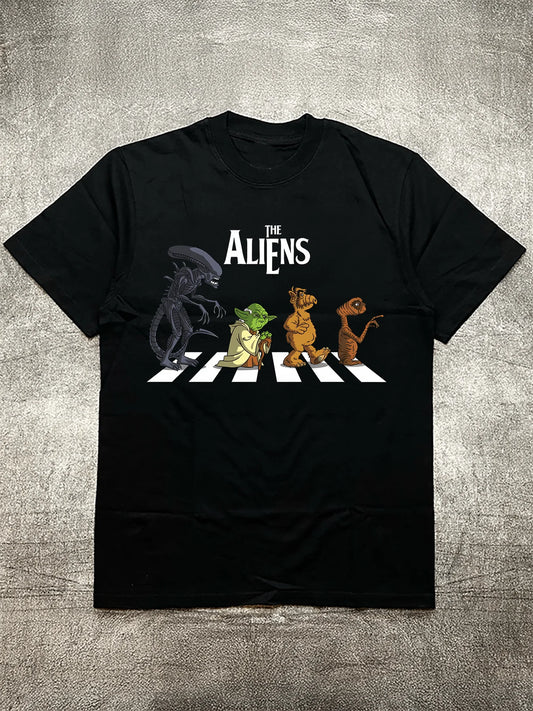 Alien Characters Creative Print Casual Men’s Tees