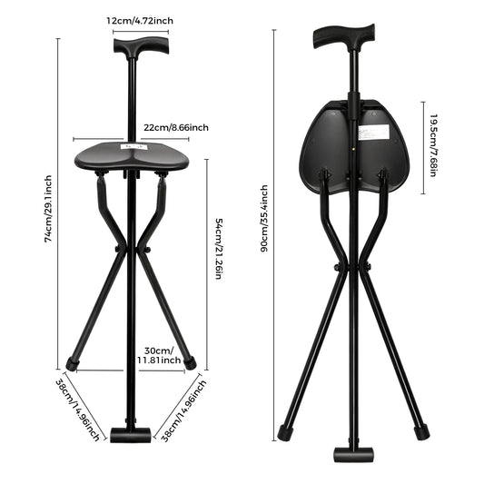 Portable Walking Pole and Tripod Chair  Walking Cane, Cane Chair,