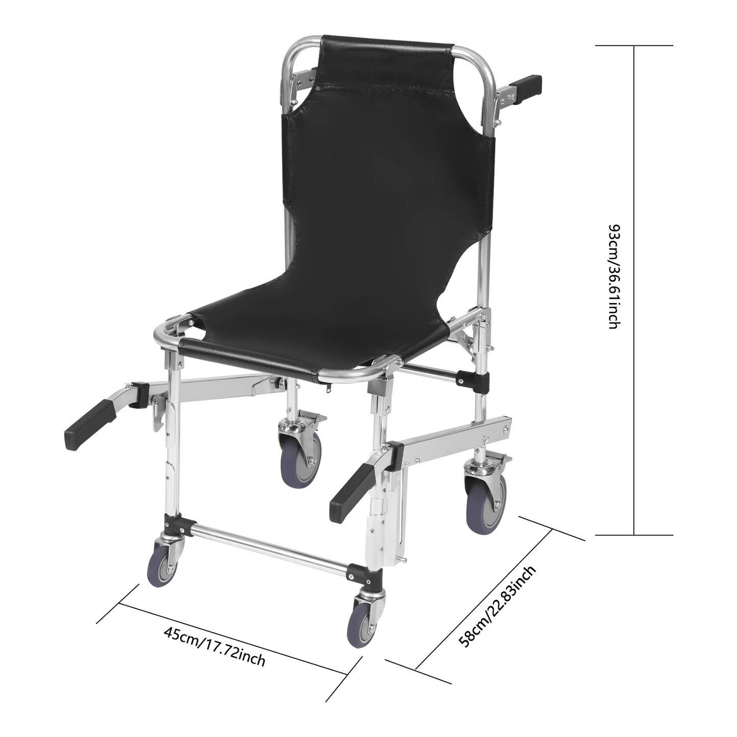 Stair Climbing Wheelchair, Foldable Lightweight Aluminum Rescue Stretcher
