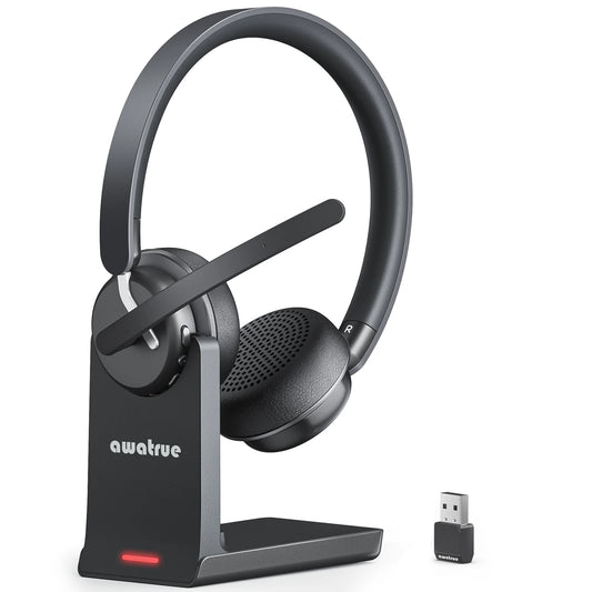 Wireless Headset Work Bluetooth 5.3 Headset AI Noise Cancelling Mic Call Reminder