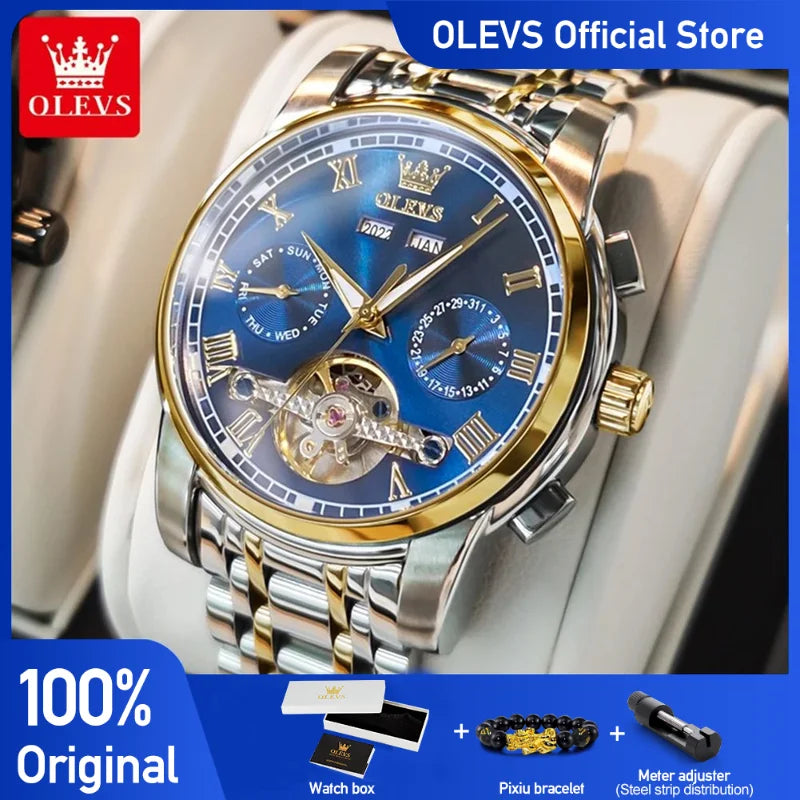 Men's Watches Automatic Mechanical Business Wristwatch Waterproof Stainless Steel Strap