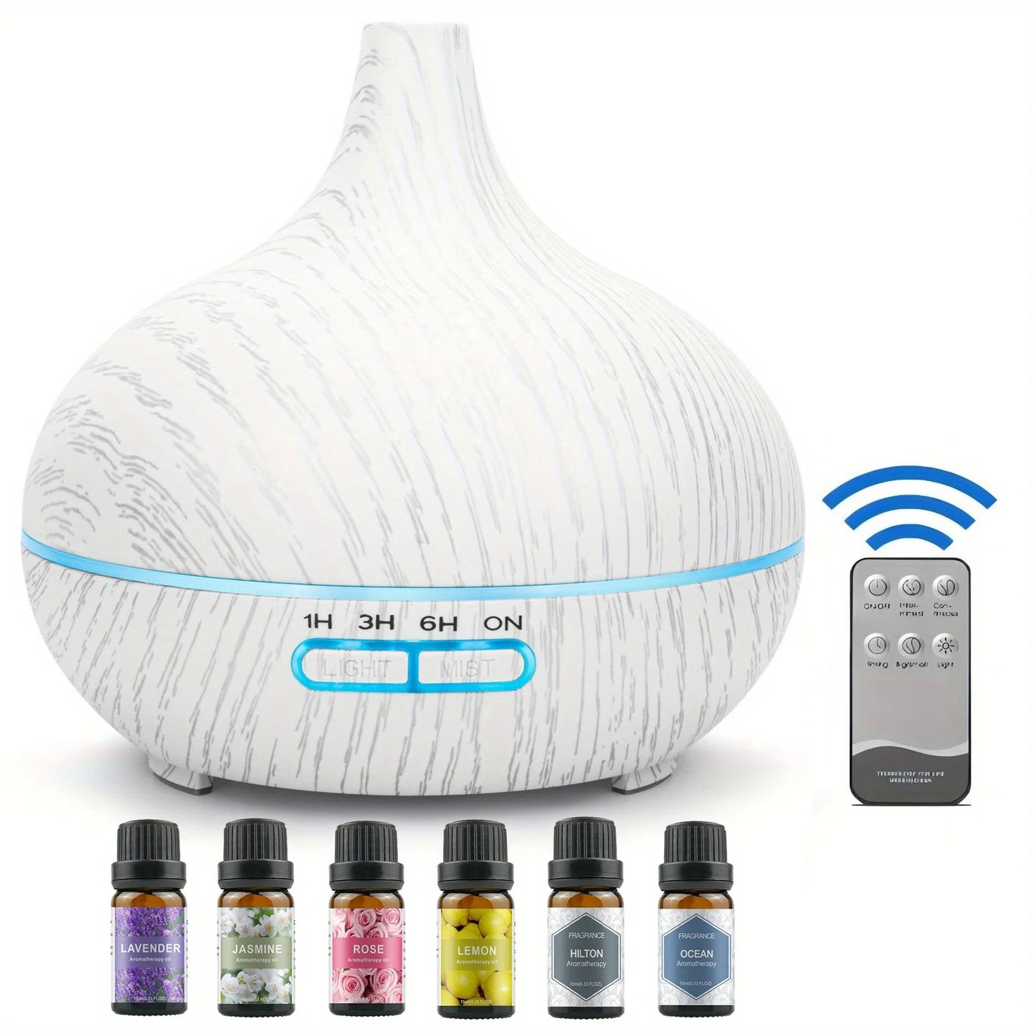 550ML Essential Oil Aroma Diffuser with 6-Bottle 10ml Oil Set,