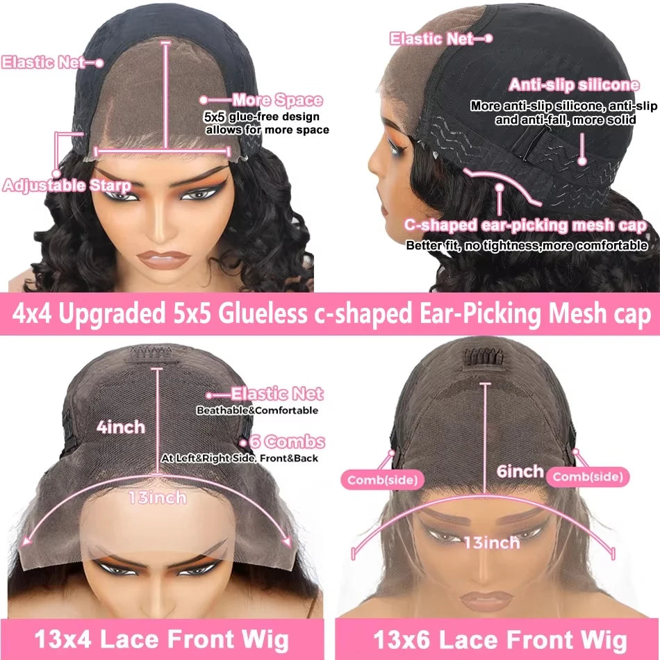 Body Wave Bob Wig 13x6 Transparent Lace Frontal Wig Brazilian Human Hair Wigs