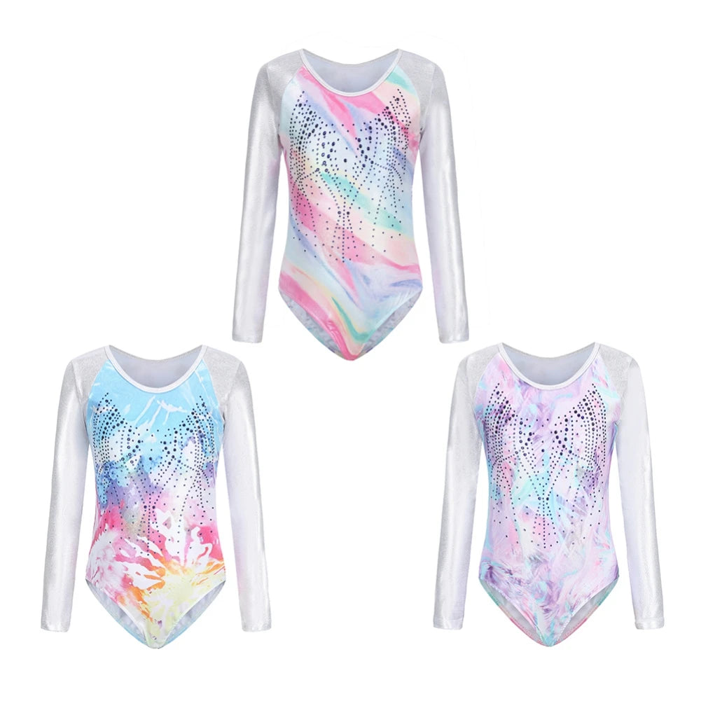 Girls' Rainbow Gradient Color Ballet Leotard