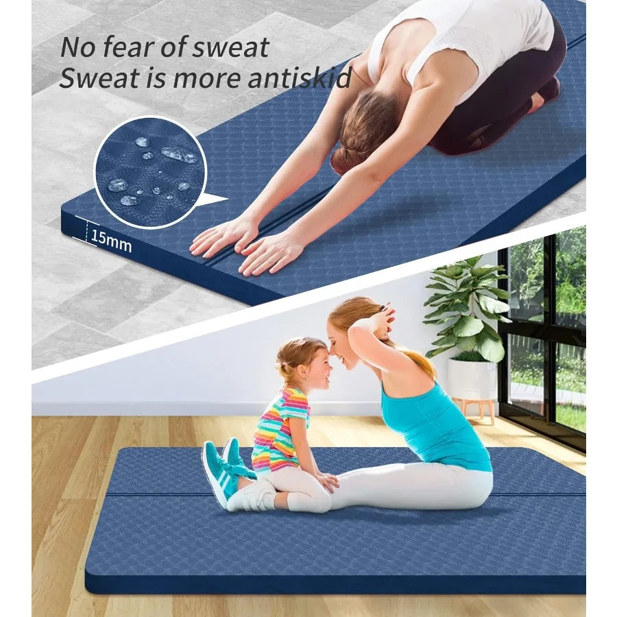 Large Thick Exercise Mat for Fitness Yoga Pilates Stretching and Floor Exercises