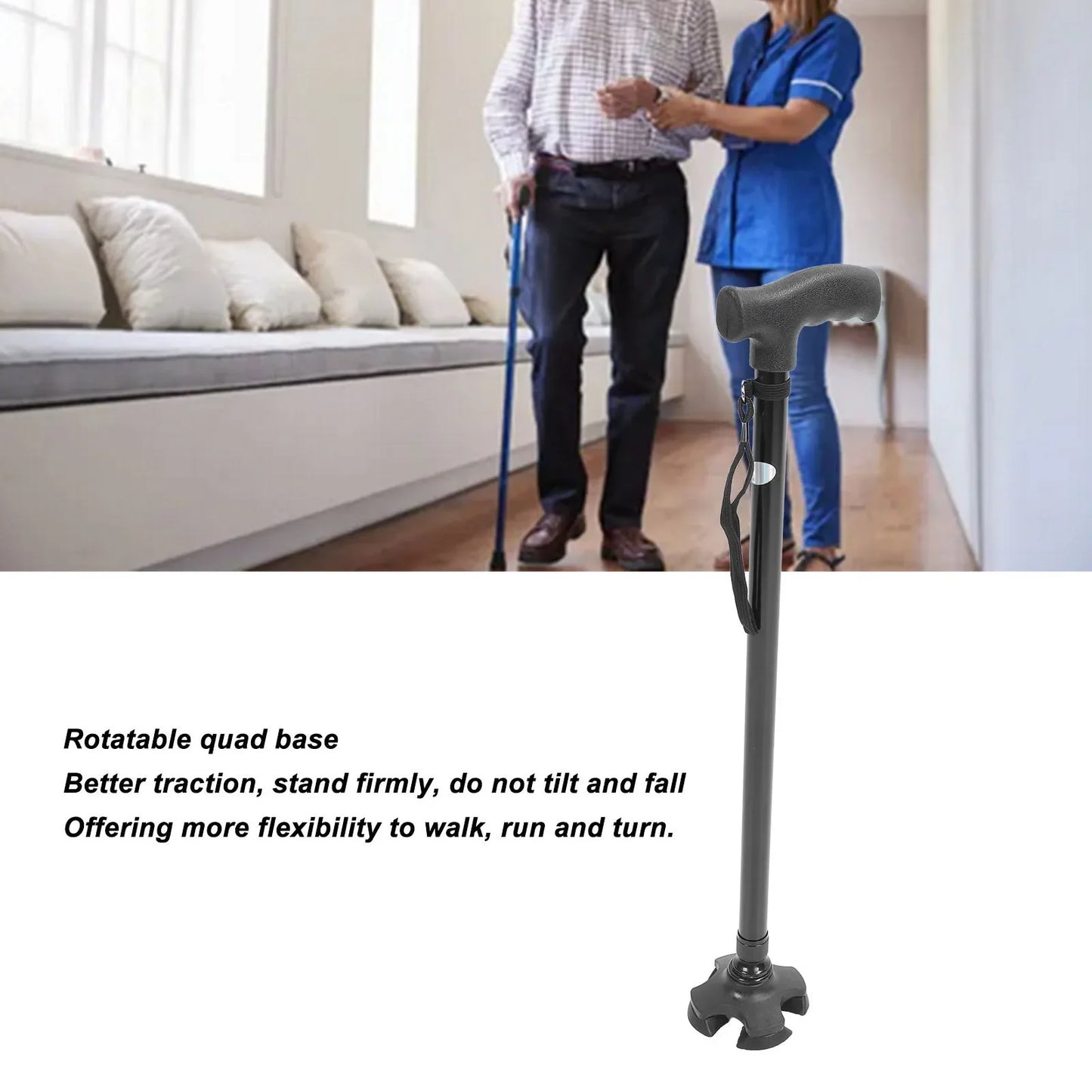 Walking Cane Adjustable Height Anti Slip Lightweight Retractable Senior Walking Stick