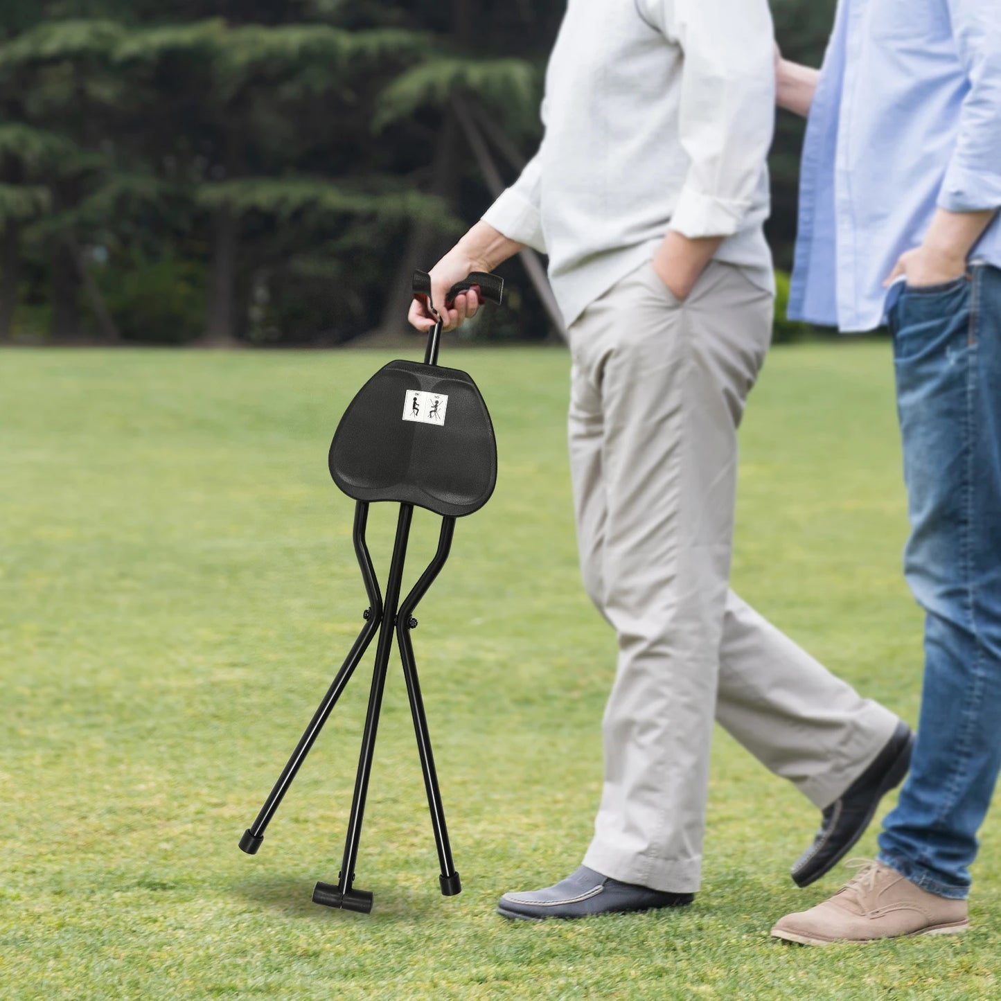 Walking Stick Cane Chair Folding Cane with Seat 35.4 Inches Tall and Supports up to 249.12lbs