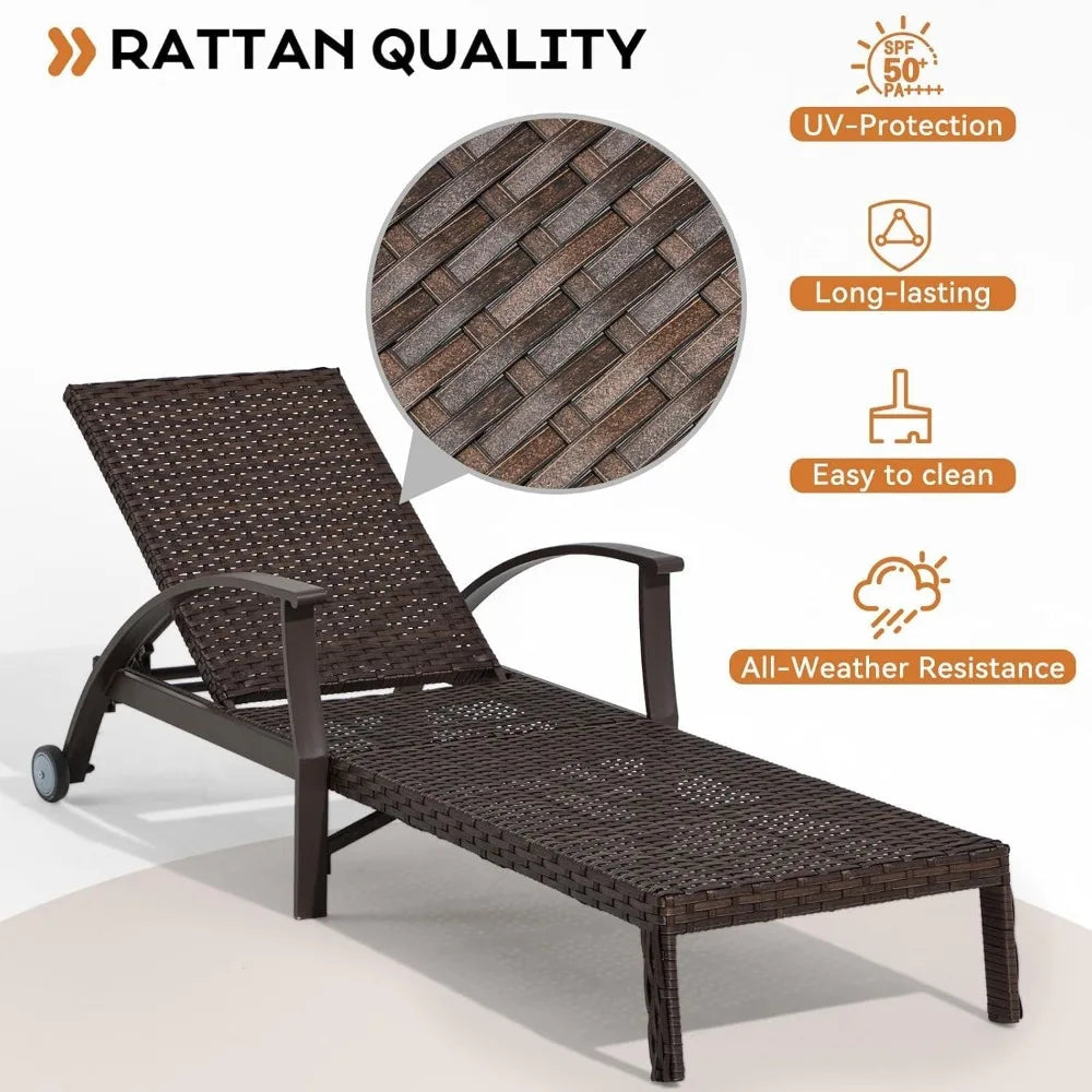 Lounge Chair Outdoor Set of 2, Outdoor Chaise Lounge