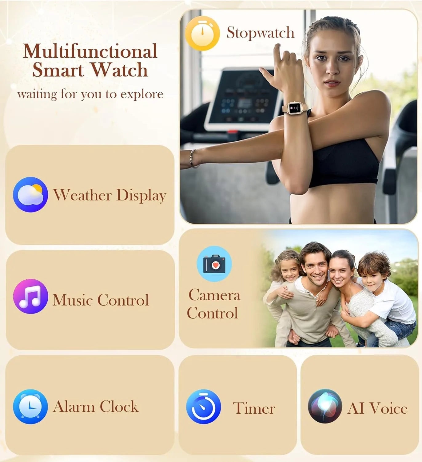 Women's Fashion Wearable Smartwatch  For Android And IPhone, , AI Voice Function