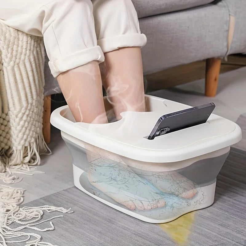 Foldable foot bath tub – portable, covered basin with ergonomic design, suitable for travel and home use