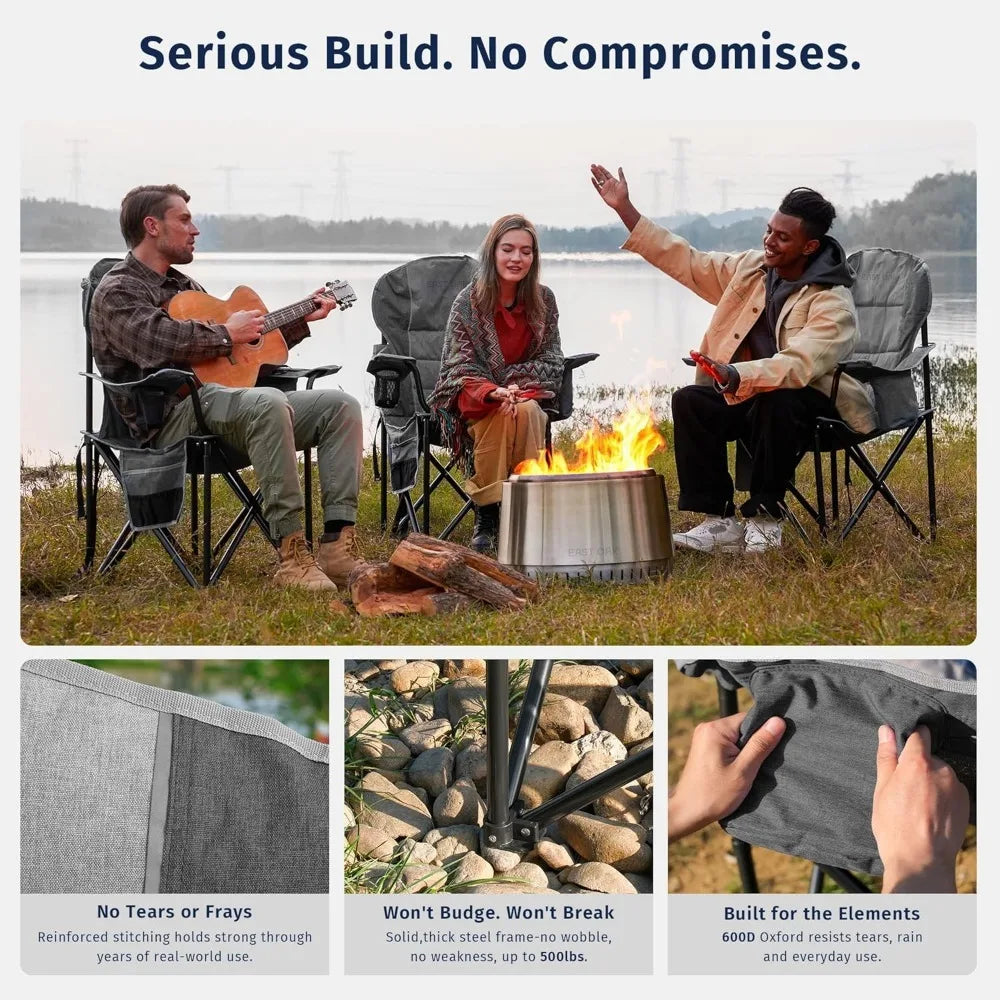 Oversized Camping Chair | Heavy Duty  Cup Holder & Side Pocket | Ideal for Camping
