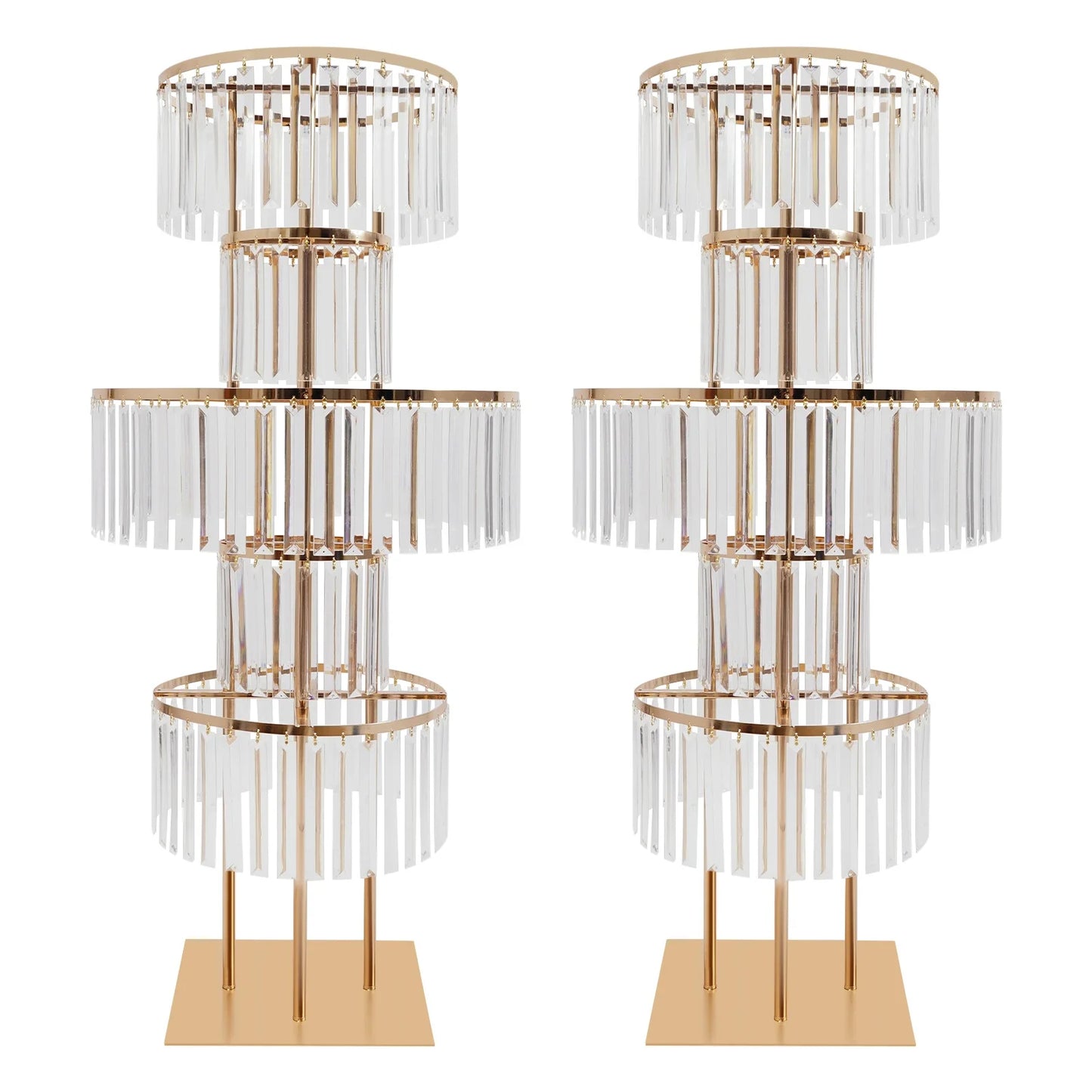 5 Tiers Round Chandelier Pedestal Stand Wedding Gold Vases