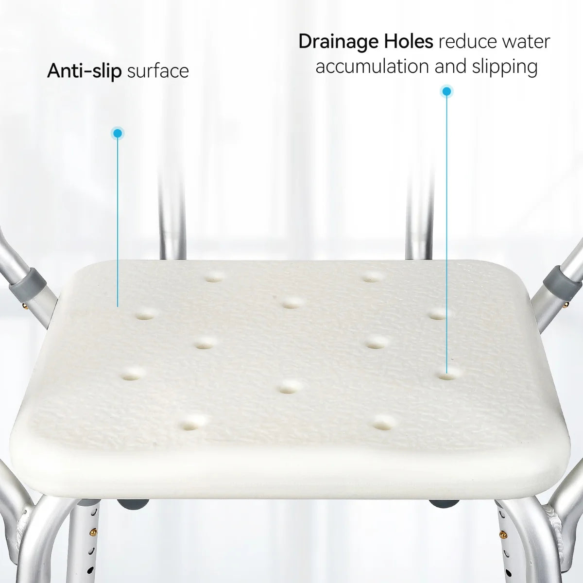 Shower Chair Seat with Padded Armrests for Bathtub