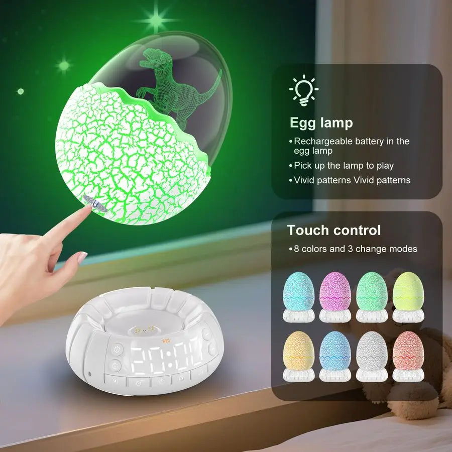 Egg Alarm Clock for Kids, Wake Up Light, Bluetooth Speaker, Sleep Training Clock with 20 Soothing Sounds