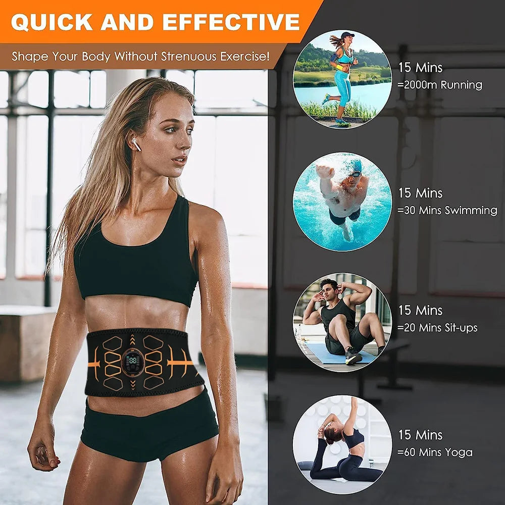 Muscle Toner Smart Abdominal Toning Belt EMS Muscle Stimulator Ab Trainer   Massager Weight Loss Fitness Equipment
