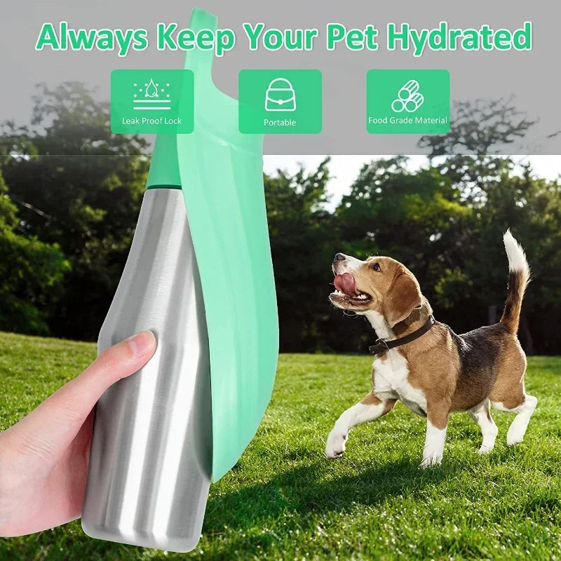 Large Dog Water Bottle Stainless Steel Outdoor  Puppy Travel Water Basin