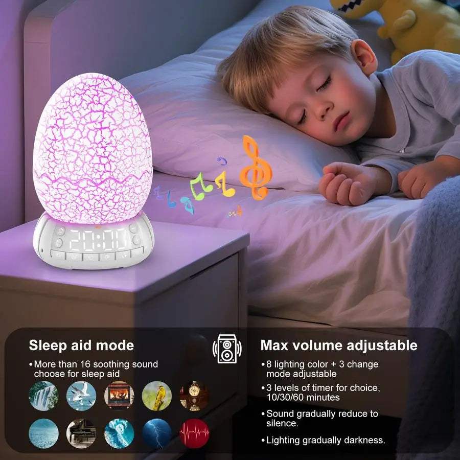 Egg Alarm Clock for Kids, Wake Up Light, Bluetooth Speaker, Sleep Training Clock with 20 Soothing Sounds