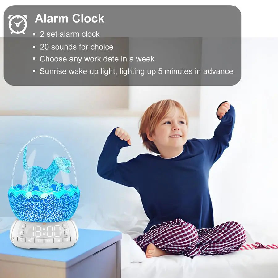 Egg Alarm Clock for Kids, Wake Up Light, Bluetooth Speaker, Sleep Training Clock with 20 Soothing Sounds