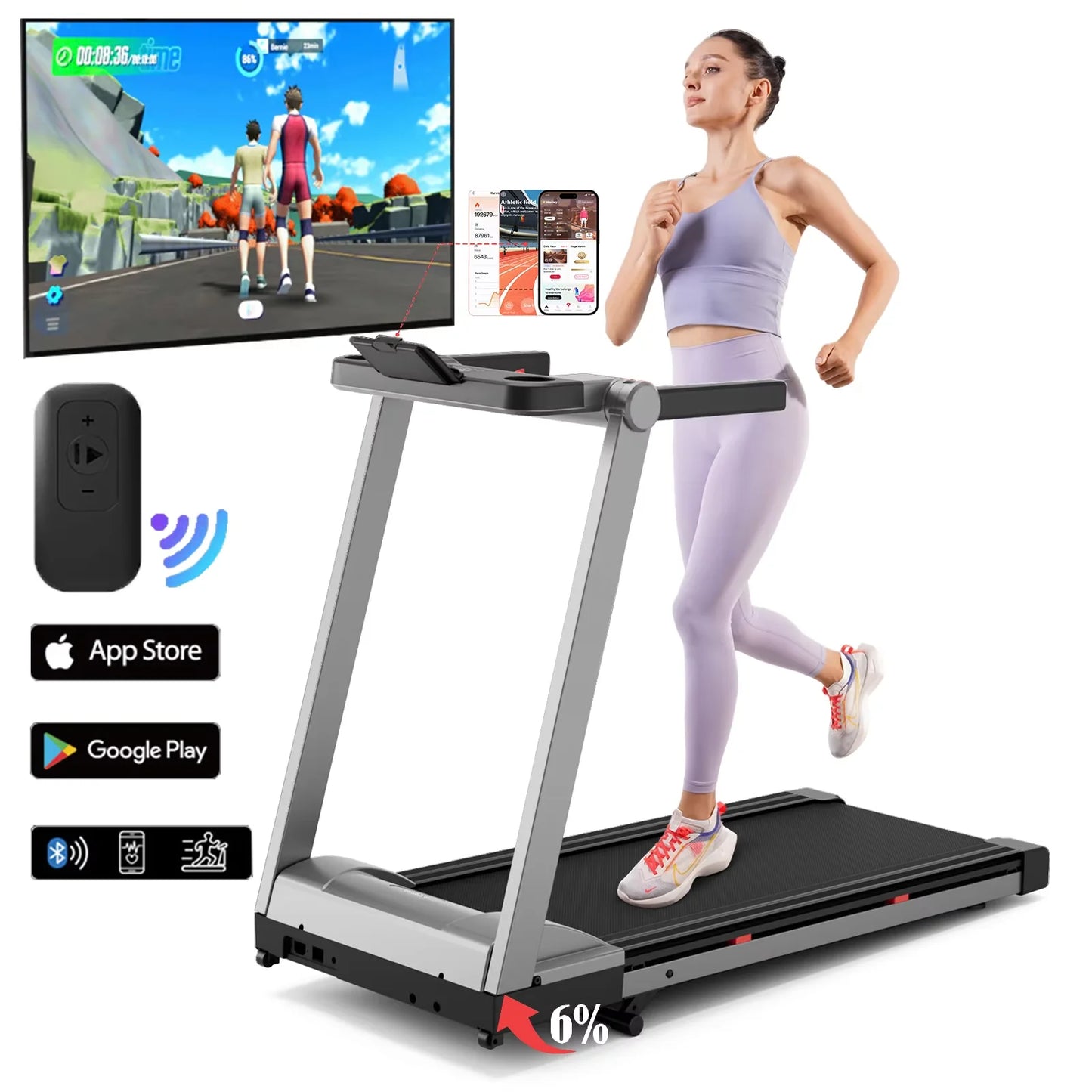 3.5HP Foldable Incline Home Treadmill Walking Pad with Handle Bar Holder