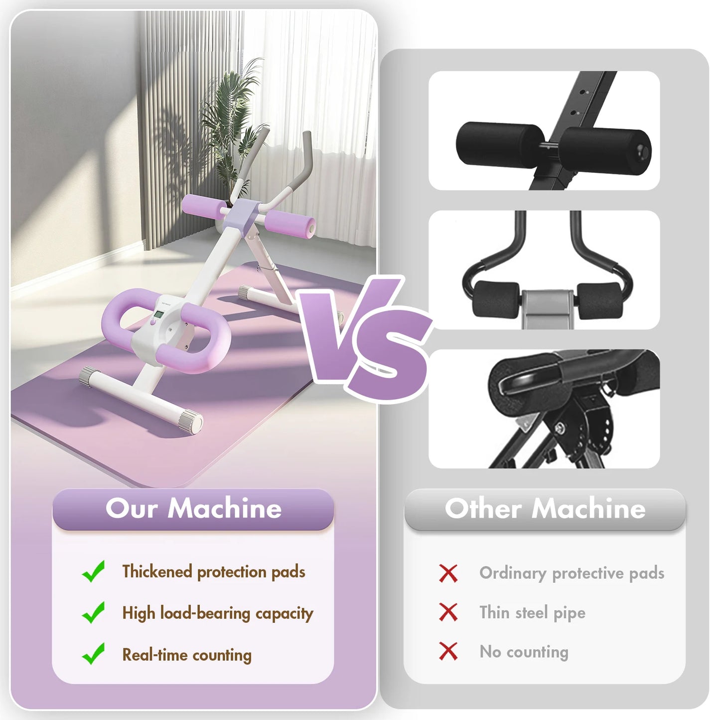 Ab Workout Machine Abdominal Adjustable Folding Crunch Trainer Core Machine