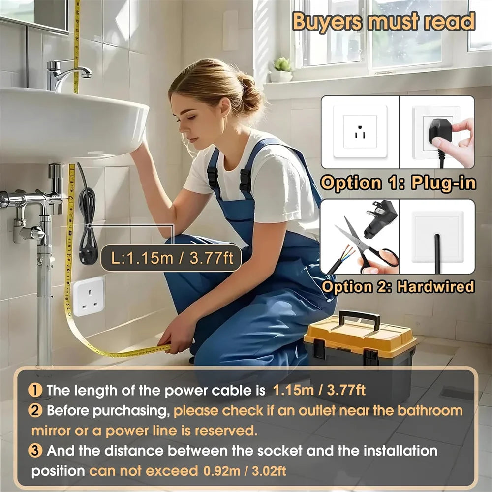 32x40 inch LED Bathroom Mirror Vanity Mirrors with Backlit Lights Fogless