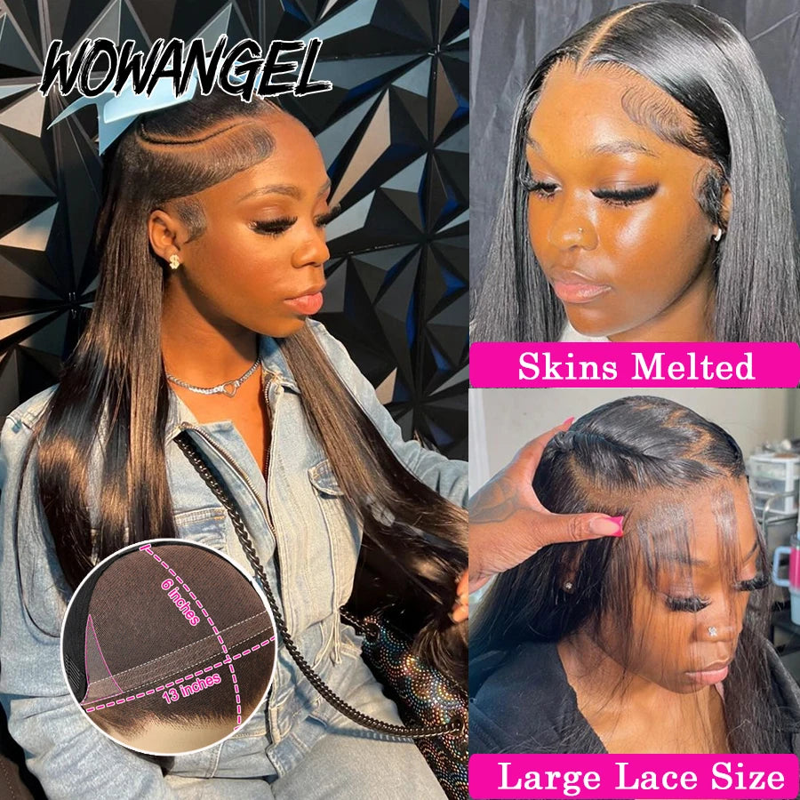 250% Upgraded 13x6 HD Lace Full Frontal Wigs Glueless Straight Human Hair Wigs
