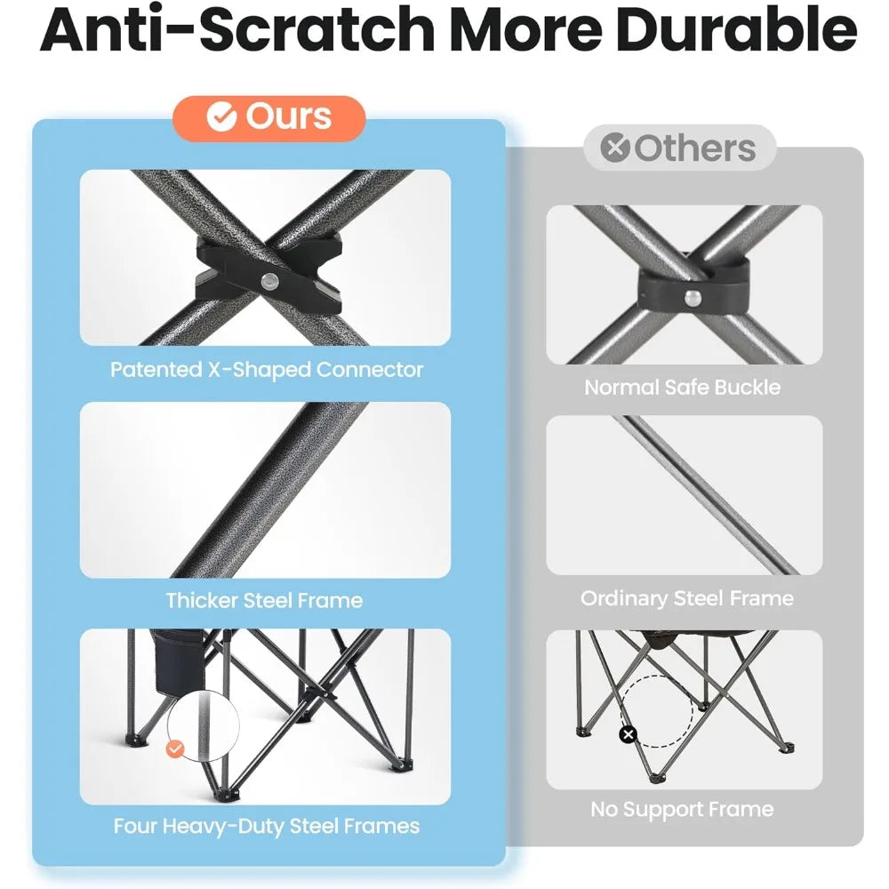 Durable Extra-Large Folding Camping Chair with Side Table for Outdoor Use