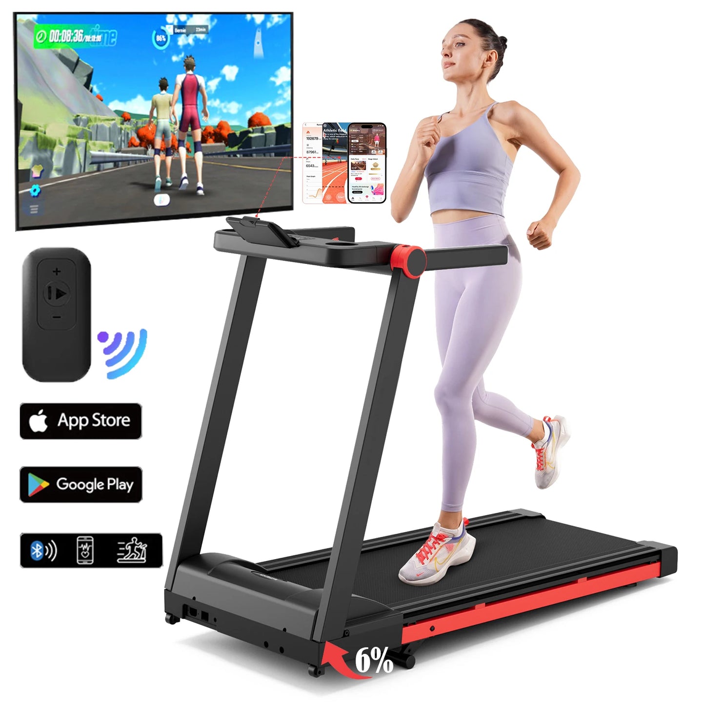 3.5HP Foldable Incline Home Treadmill Walking Pad with Handle Bar Holder