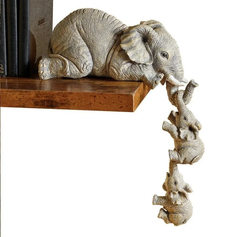 3pcs/Set Cute Elephant Figurines Elephant Holding Baby Decor
