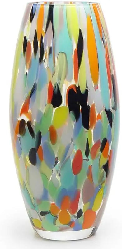 Colorful glass vase with confetti effect, hand blown Murano style