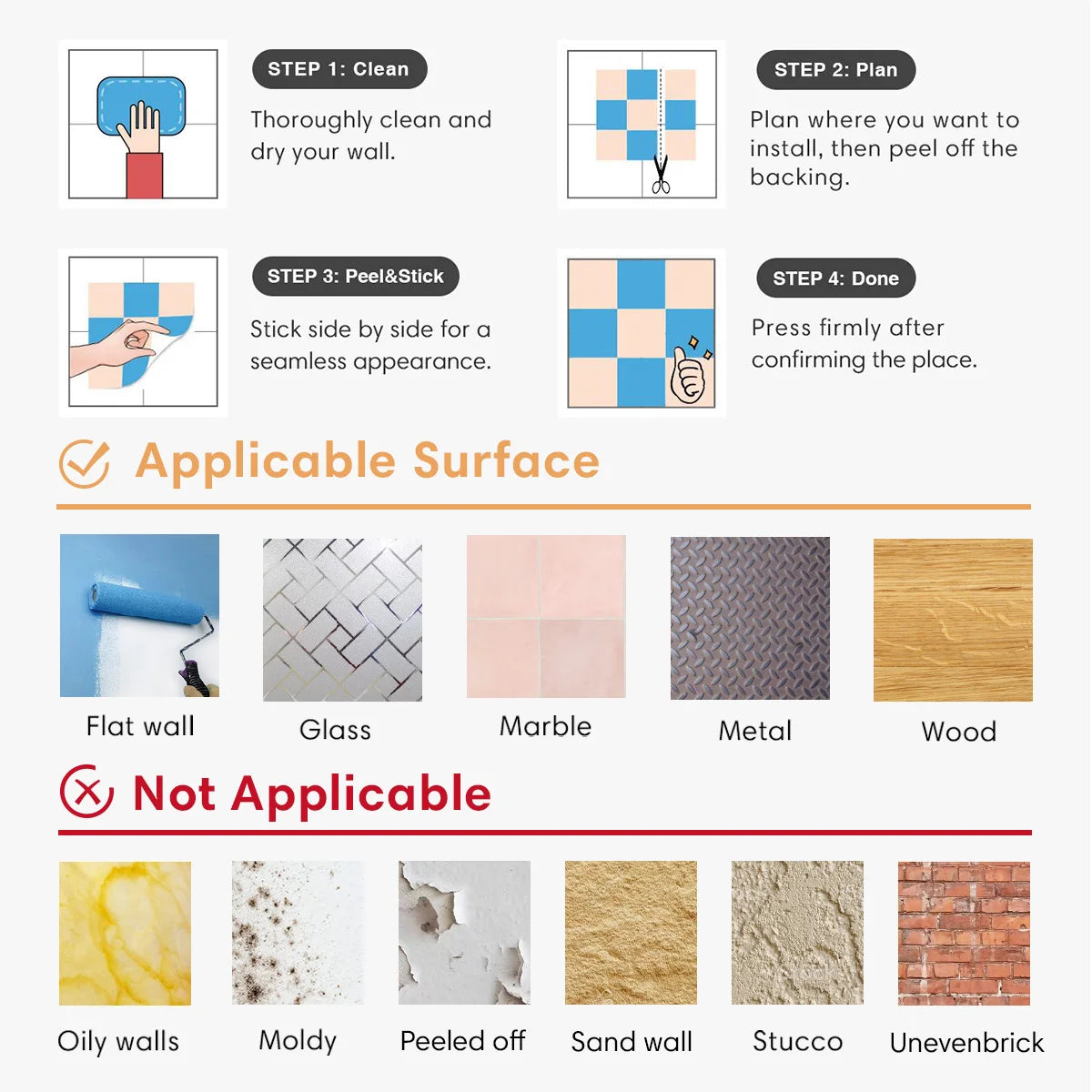 Easy to Install, 30 x 30 cm, 10 pcs, 3D PVC Faux Stone Waterproof Wall Panel, Adhesive Wallpaper, Living room, Wall Decoration