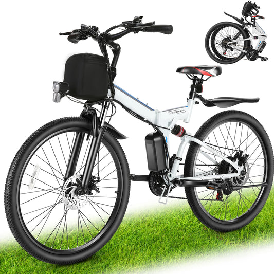 26" Folding Electric Bike for Adults, with 500W Motor,48V 20MPH  Up to 50Miles Range, Cruise Control