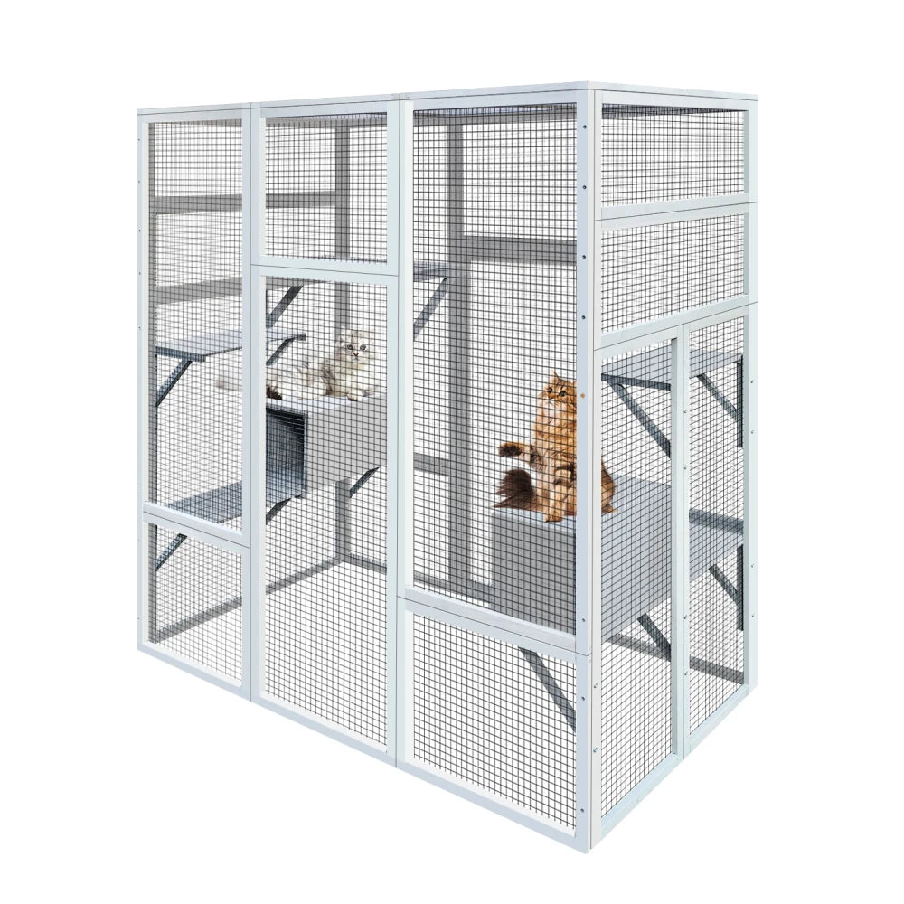 62.6" Outdoor Wooden Cat House Large Catio,  Solid Wood