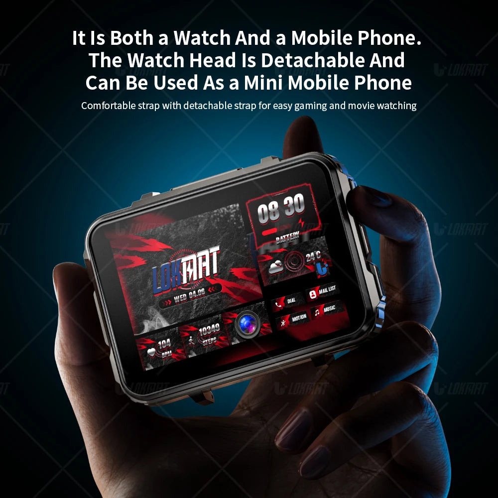 Android Watch Phone Square Big Screen Wifi 4G Calls Smartwatches Dual Camera,   Flashlight Gaming Watch