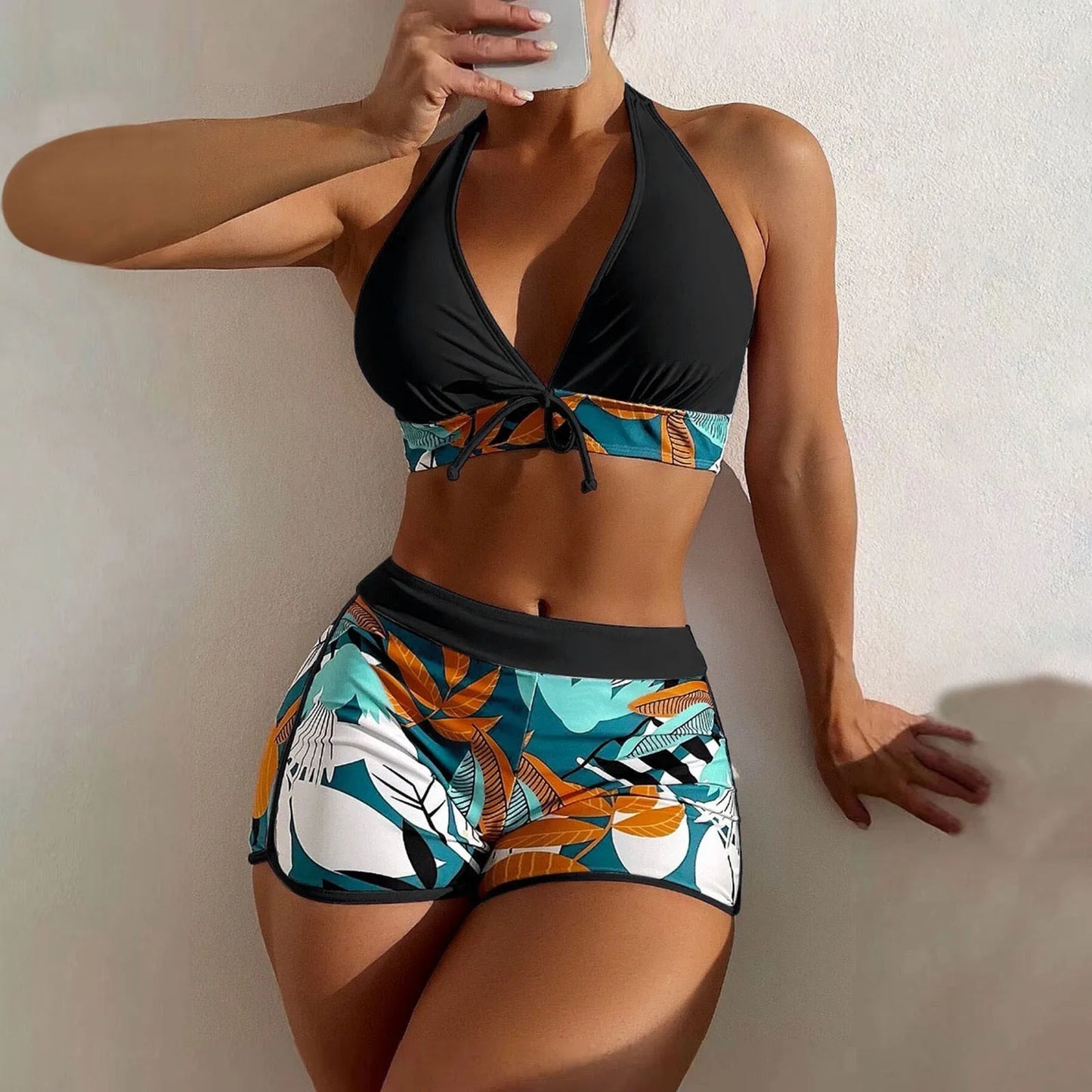 Shorts Bikinis Set  High Waist Swimsuit Women S