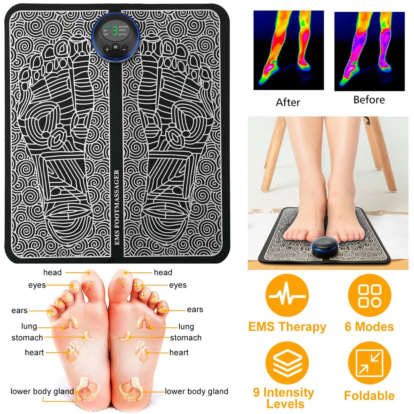Electric EMS Foot Massager Pad Muscle Stimulator