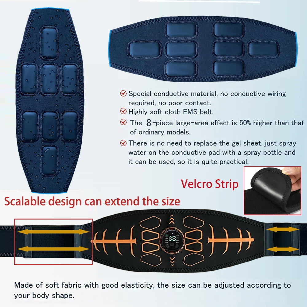 Muscle Toner Smart Abdominal Toning Belt EMS Muscle Stimulator Ab Trainer   Massager Weight Loss Fitness Equipment