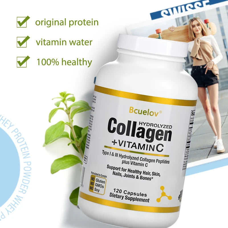 Bcuelov Type I & III Hydrolyzed Collagen Peptides Plus Vitamin C