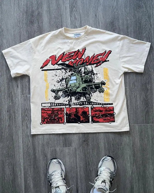 DSummer New High Street Trend Anime Print Short Sleeve T-shirt