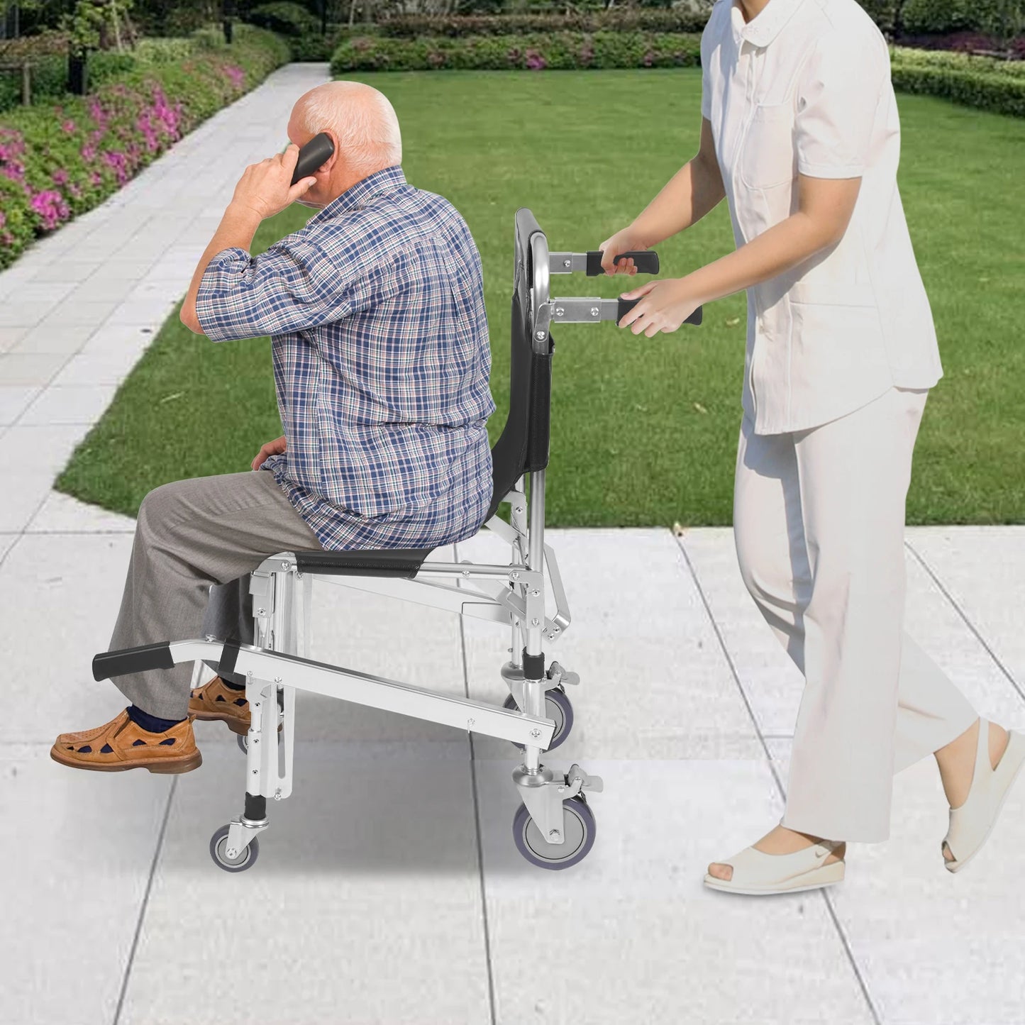 Stair Climbing Wheelchair, Foldable Lightweight Aluminum Rescue Stretcher