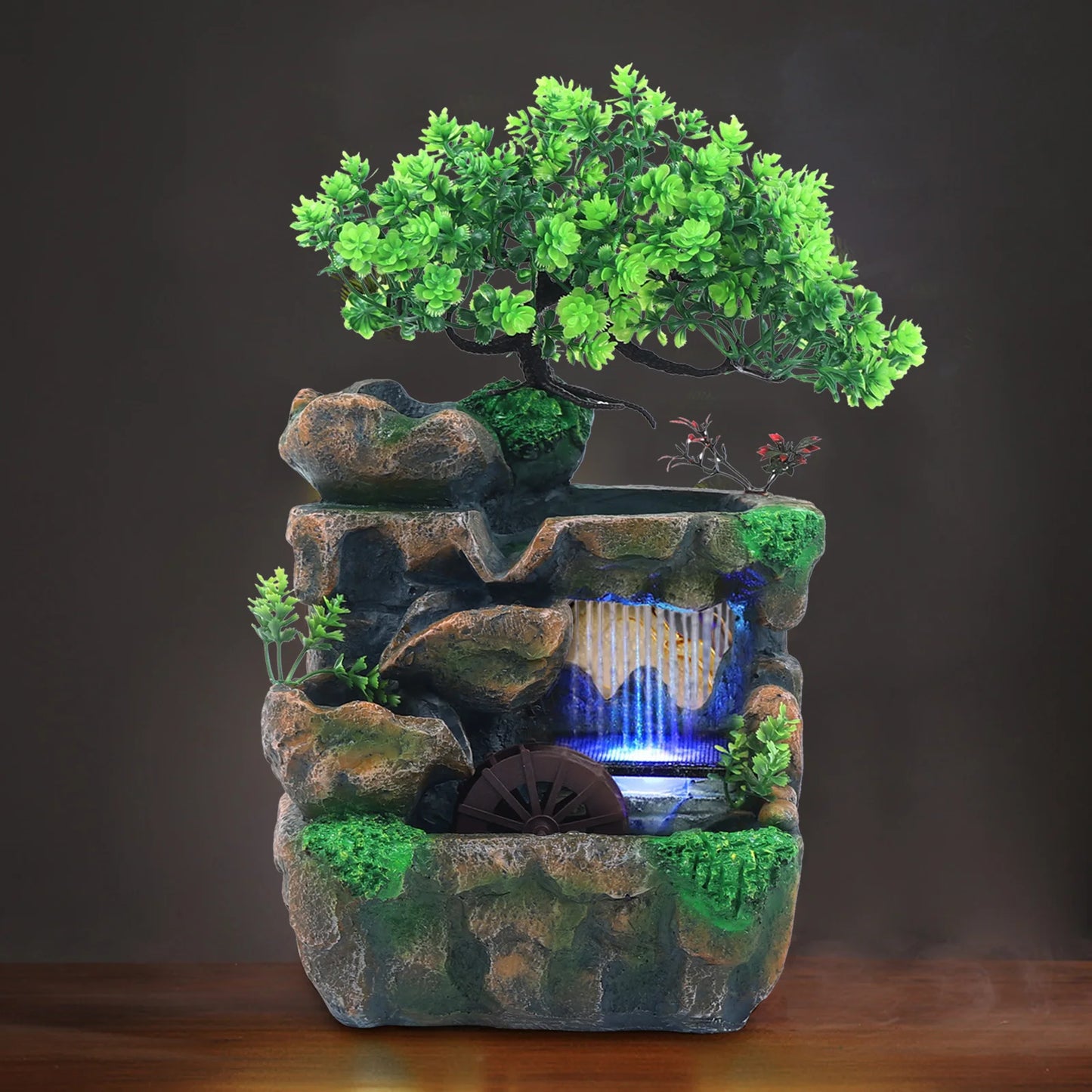 Indoor Room Fountain Waterfall Decor   Feature with Colour Changing LED Lighting Zen Meditation