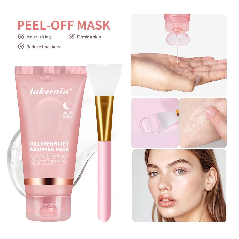 Collagen Overnight Wrapping Peel Off Facial Mask  t Wrapping Mask Deeply Hydrates Night Care Mask Cream