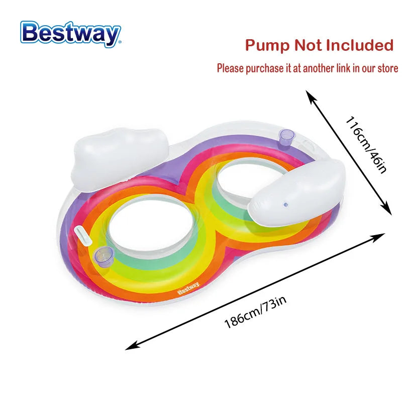 1PC   Inflatable Swimming Tube Raft, Sparkling Swimming Ring, Rideable Blow Up Summer