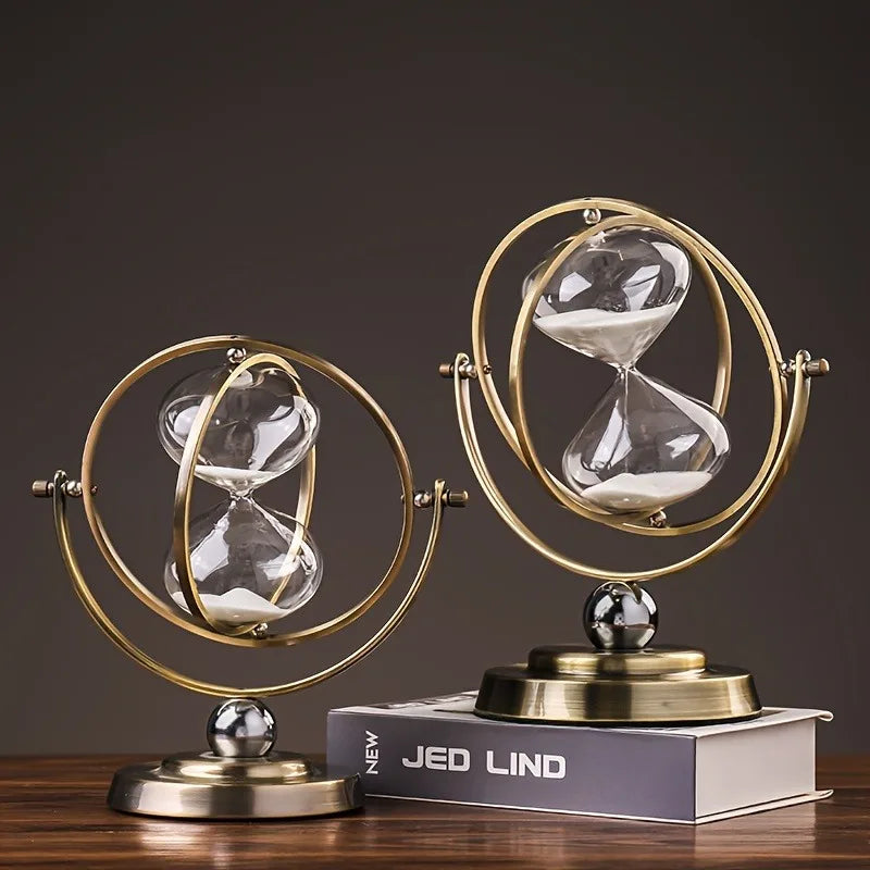 Vintage Hourglass 30 Minute Sand Clock Timer:720° Rotating Antique Design,  30 Minute Glass Sandglass for Office Desk