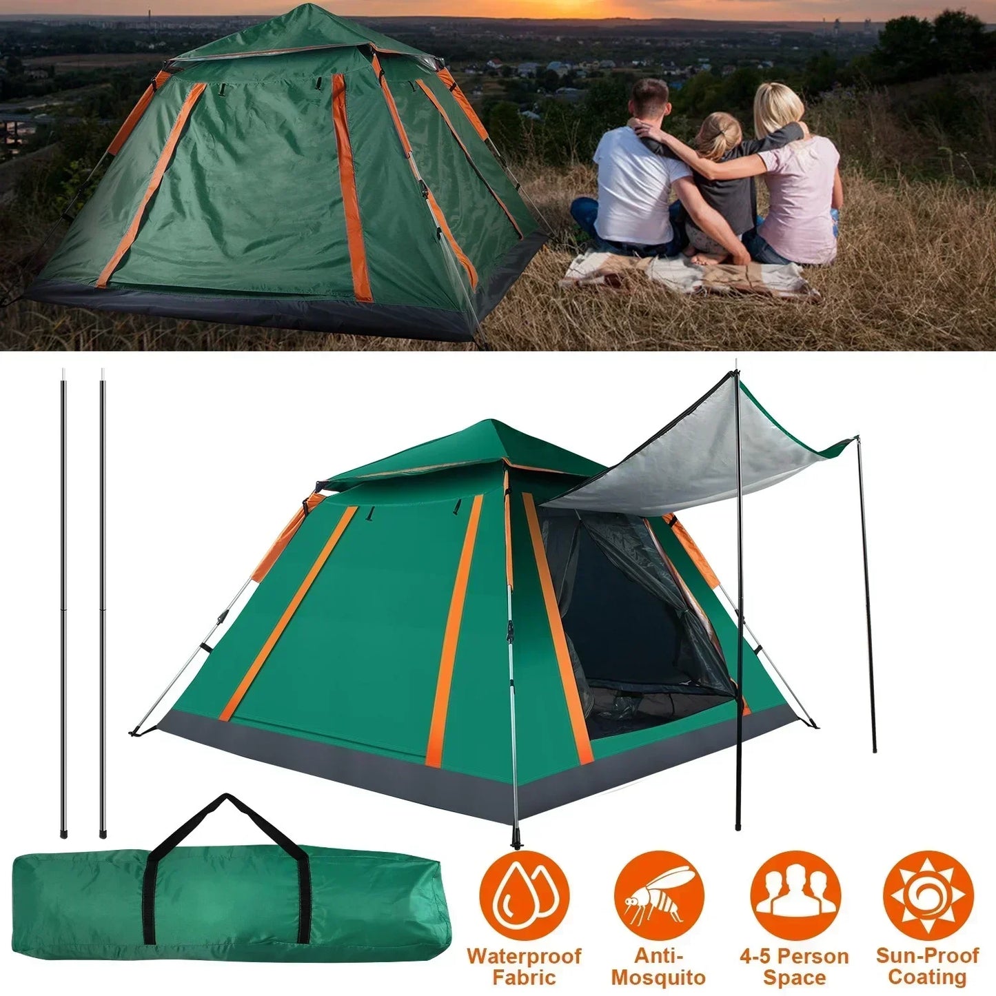 Outdoor Self-driving Travel Camping Tent Auto Quick-opening Tent Portable