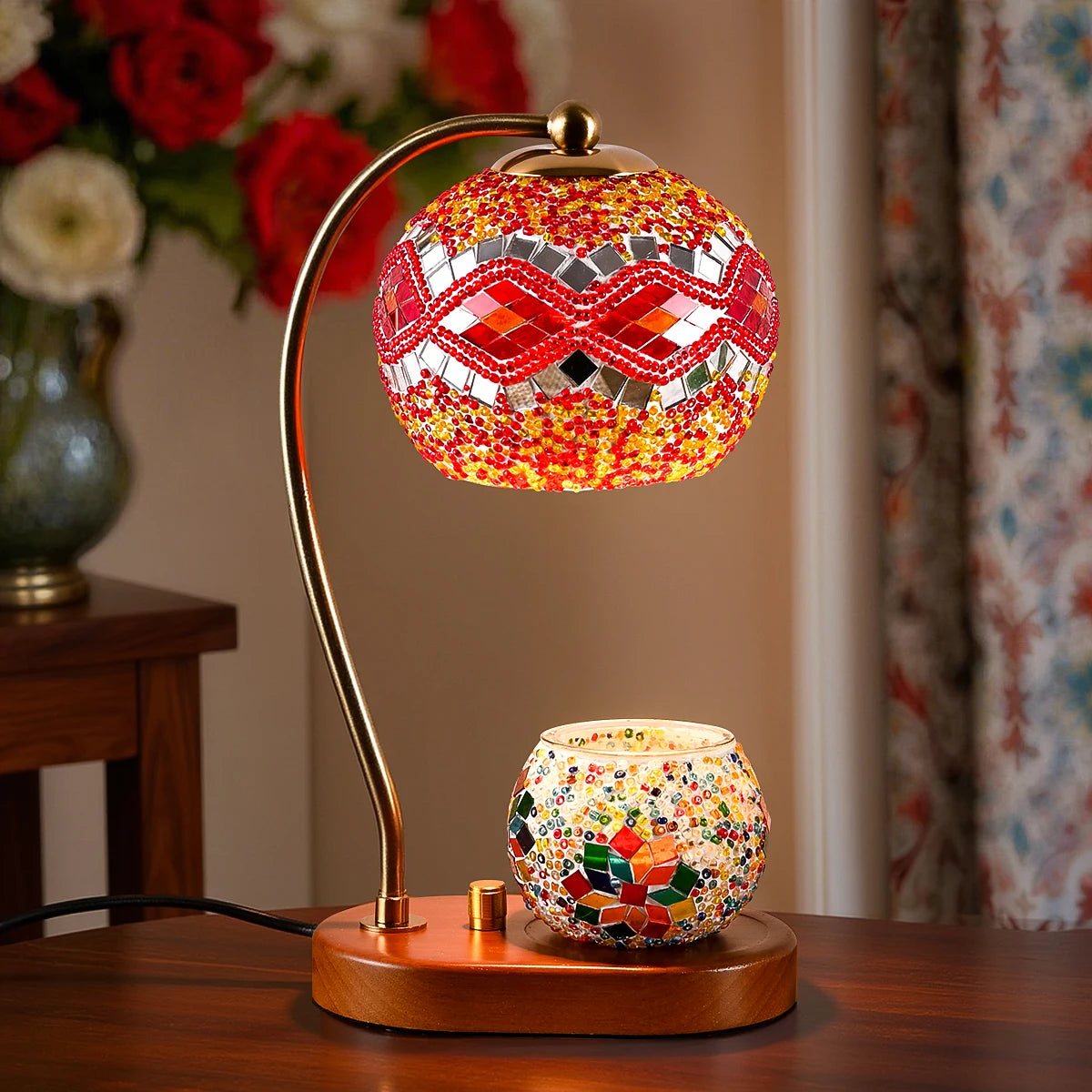 Bohemian style bedside lamp, 3 colors, hand-colored glass table lamp
